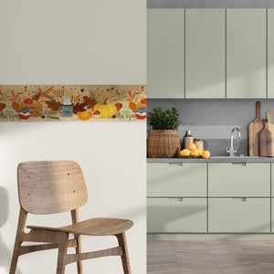 GB4040 Cozy Autumn Peel and Stick Wallpaper Border 10in or 8in Height x 15ft Long Brown Orange Tan Green