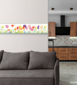 GB5010 Spring Tulips Peel and Stick Wallpaper Border 10in or 8in Height x 15ft Long Purple Orange Pink