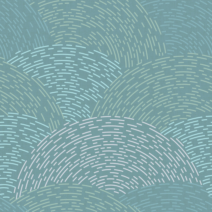 GE0003 Radial Escape Grace & Gardenia Endless Mural Teal