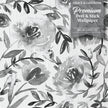 GW5131 Grace & Gardenia Watercolor Floral on Paper Peel and Stick Wallpaper Roll 19 inch Wide x 18 ft. Long, Blue