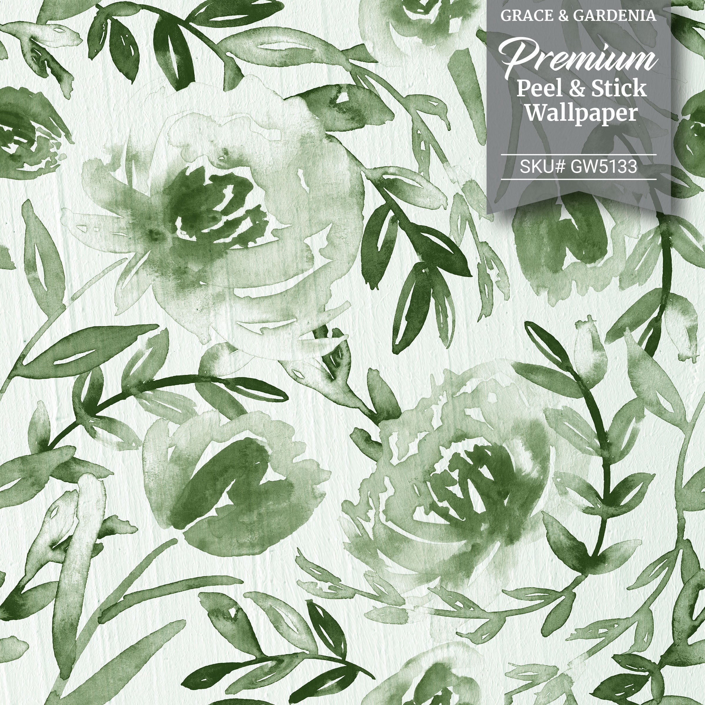 GW5131 Grace & Gardenia Watercolor Floral on Paper Peel and Stick Wallpaper Roll 19 inch Wide x 18 ft. Long, Blue