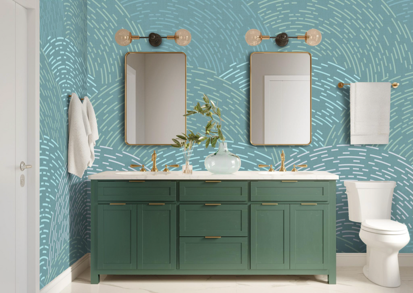GE0003 Radial Escape Grace & Gardenia Endless Mural Teal