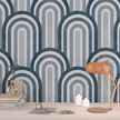 GP1036 Narrow Retro Arches Wallpaper Panels 26in Wide in Light Gray Beige