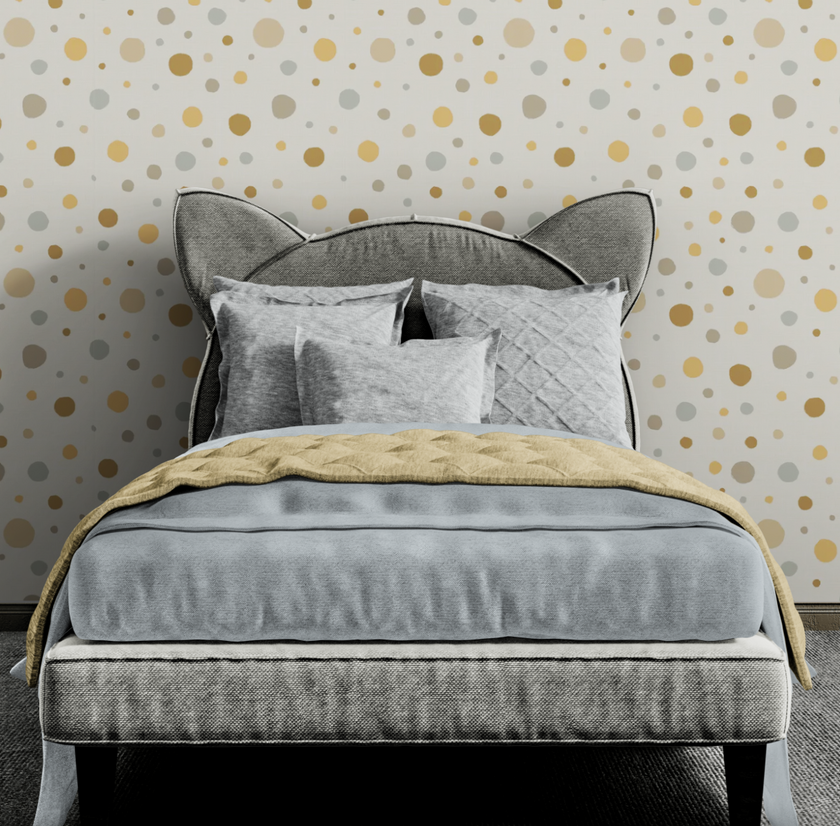 GW0011 Quirky Polka Dots Wallpaper Roll 19 inch Wide x 18 ft. Long in Beige Brown