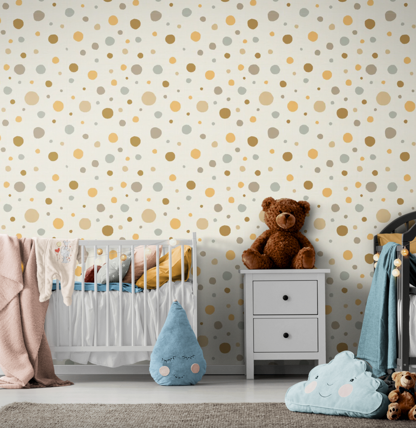 GW0011 Quirky Polka Dots Wallpaper Roll 19 inch Wide x 18 ft. Long in Beige Brown