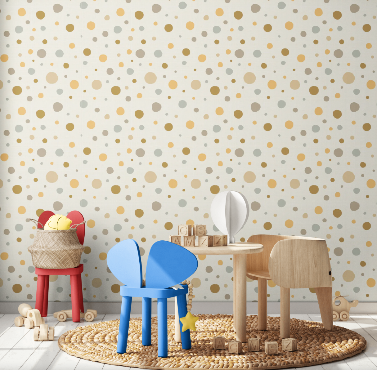 GW0011 Quirky Polka Dots Wallpaper Roll 19 inch Wide x 18 ft. Long in Beige Brown