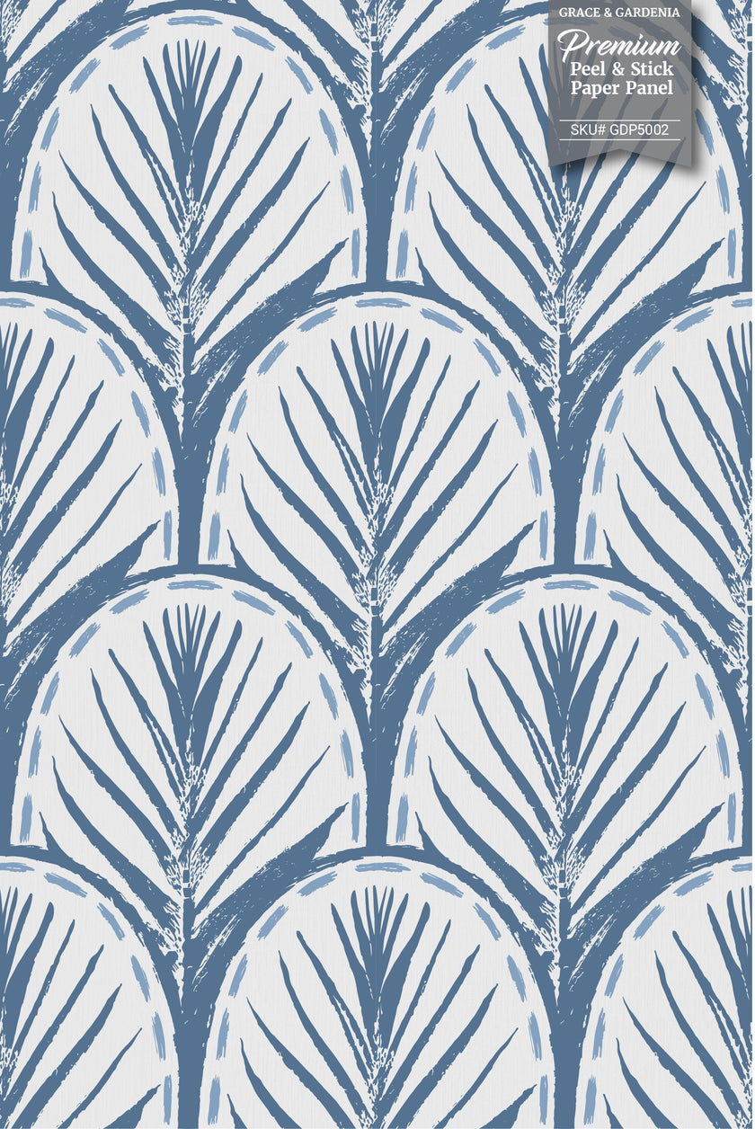 GDP5002 Fallen Feathers Premium Peel and Stick Wallpaper Panel 6 Ft High x 26 Wide in Muted Navy Soft Blue