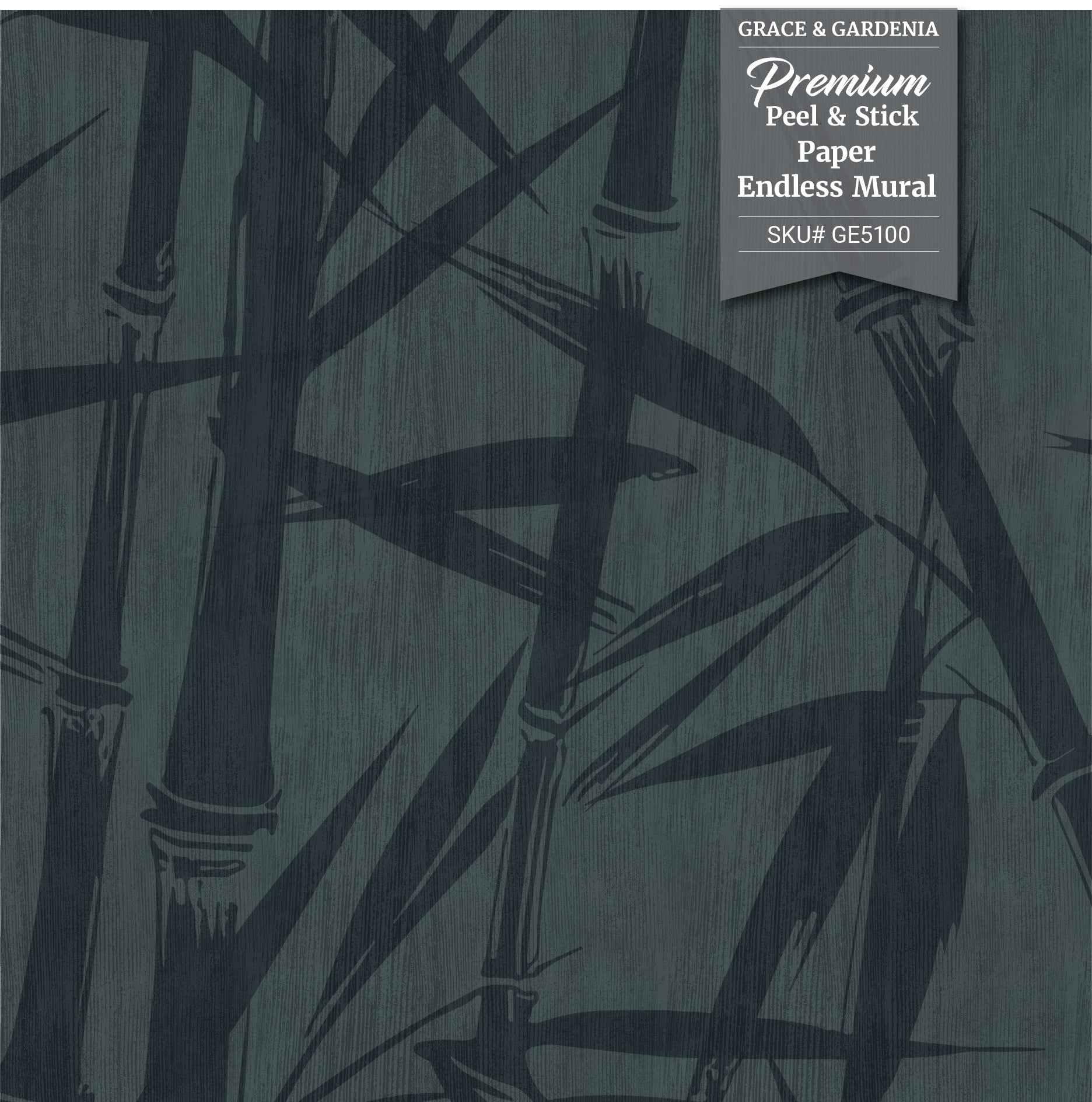 GE5100 Bamboo Serenity Endless Murals in Dark Teal