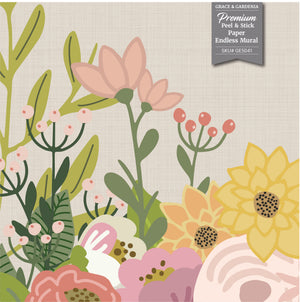 GE5040 Big Blooms Grace & Gardenia Endless Mural Dark Blue Yellow Multi-color