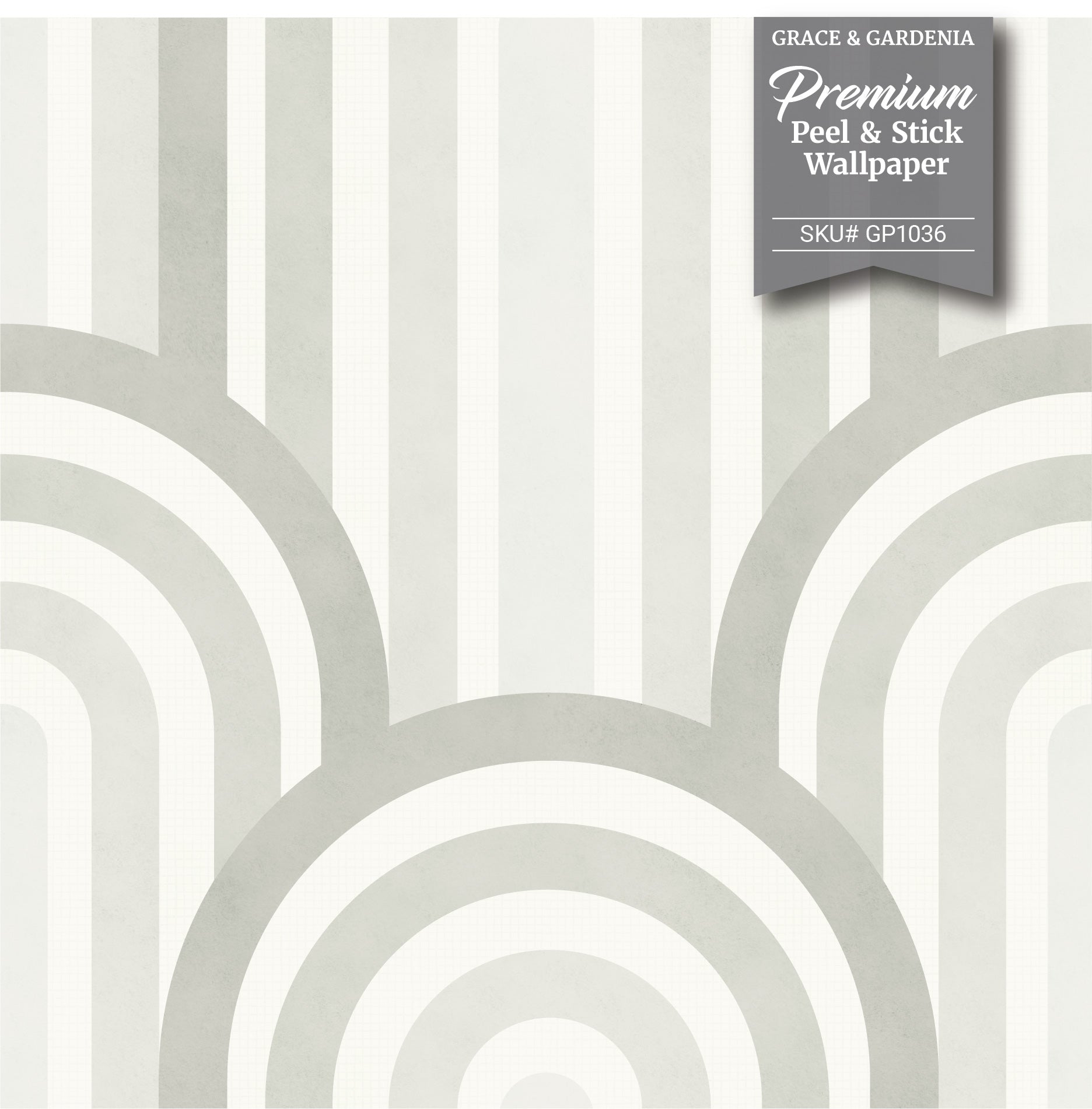 GP1036 Narrow Retro Arches Wallpaper Panels 26in Wide in Light Gray Beige