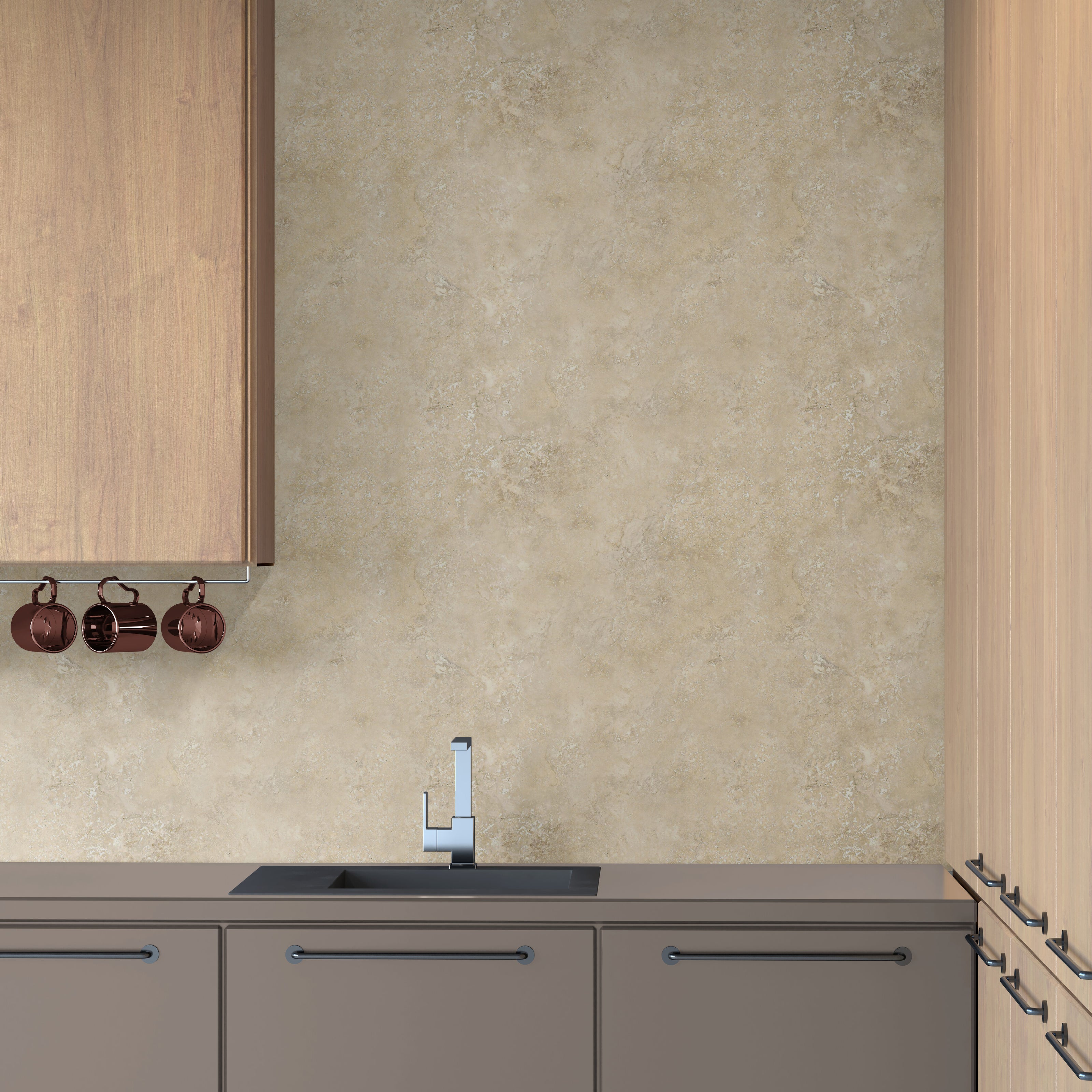 GW7110 Faux Travertine Texture Wallpaper Roll 19 inch Wide x 18 ft. Long Beige Gold Tan