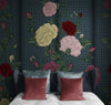 GE5080 Rose Bush Stripe Endless Murals in Dark Red Pink Yellow Navy