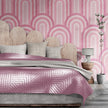 GP1034 Narrow Retro Arches Wallpaper Panels 26in Wide in Pink