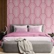 GP1034 Narrow Retro Arches Wallpaper Panels 26in Wide in Pink