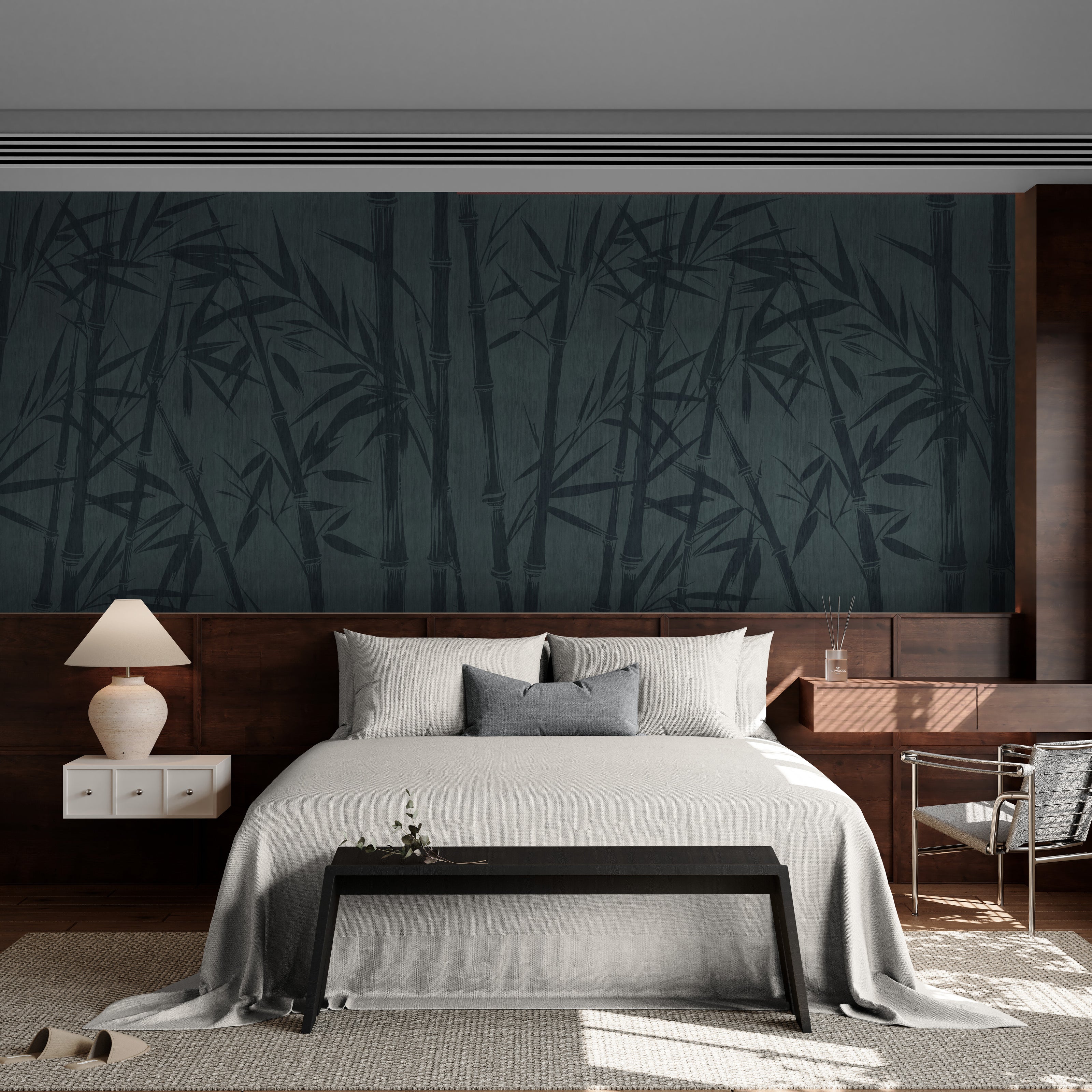 GE5100 Bamboo Serenity Endless Murals in Dark Teal