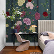 GE5081 Rose Bush Stripe Endless Murals in Pink Yellow and Light Blue