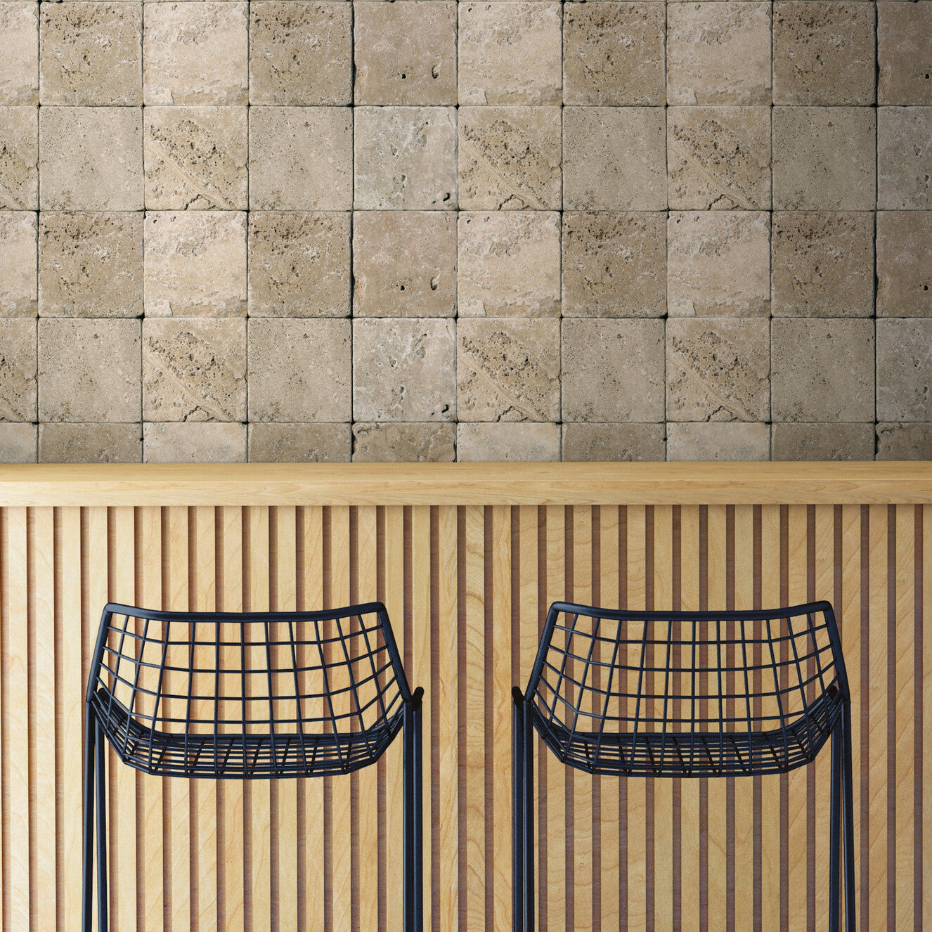 GW7121 Square tumbled Stone Wallpaper Roll 19 inch Wide x 18 ft. Long in Beige