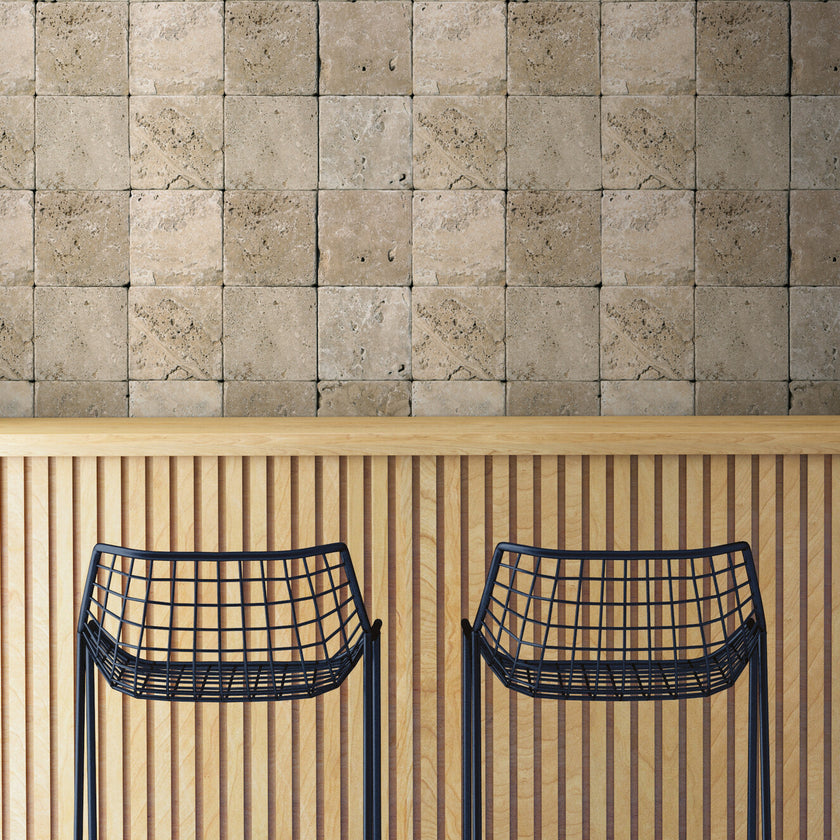 GW7121 Square tumbled Stone Wallpaper Roll 19 inch Wide x 18 ft. Long in Beige