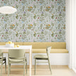 GN5041 Wildflowers and Butterflies Fine Wallpaper Roll size 26 inch Wide x 27 ft. Long, Cream/Green