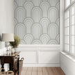 GP1036 Narrow Retro Arches Wallpaper Panels 26in Wide in Light Gray Beige
