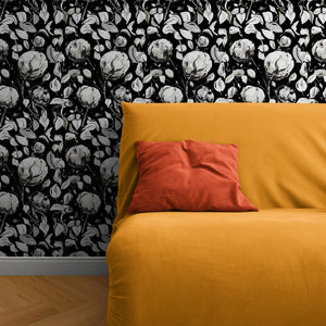 GDSL5010 Cotton Premium Peel and Stick Wallpaper Panel 26 inch Wide in Black White Gray Muted Green