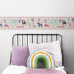 GB90200 Safari Animals Peel and Stick Wallpaper Border 10in or 8in Height x 15ft Long, Pink Purple Beige