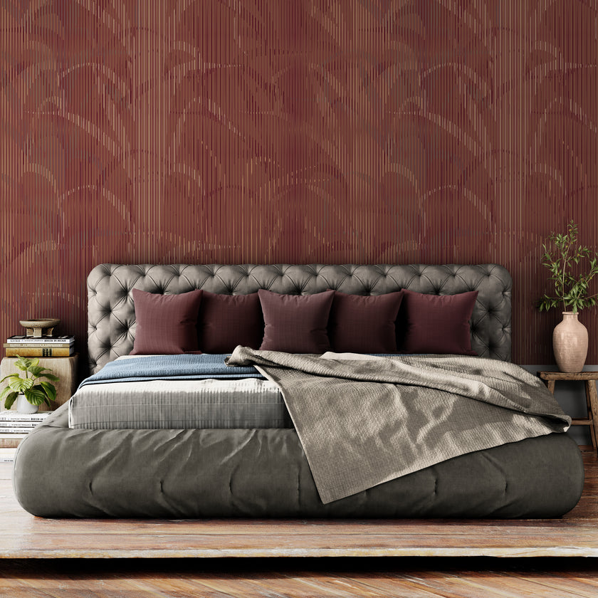 GE0022 Lenticular Foliage Endless Murals Maroon