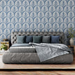 GDP5002 Fallen Feathers Premium Peel and Stick Wallpaper Panel 6 Ft High x 26 Wide in Muted Navy Soft Blue