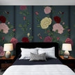 GE5080 Rose Bush Stripe Endless Murals in Dark Red Pink Yellow Navy