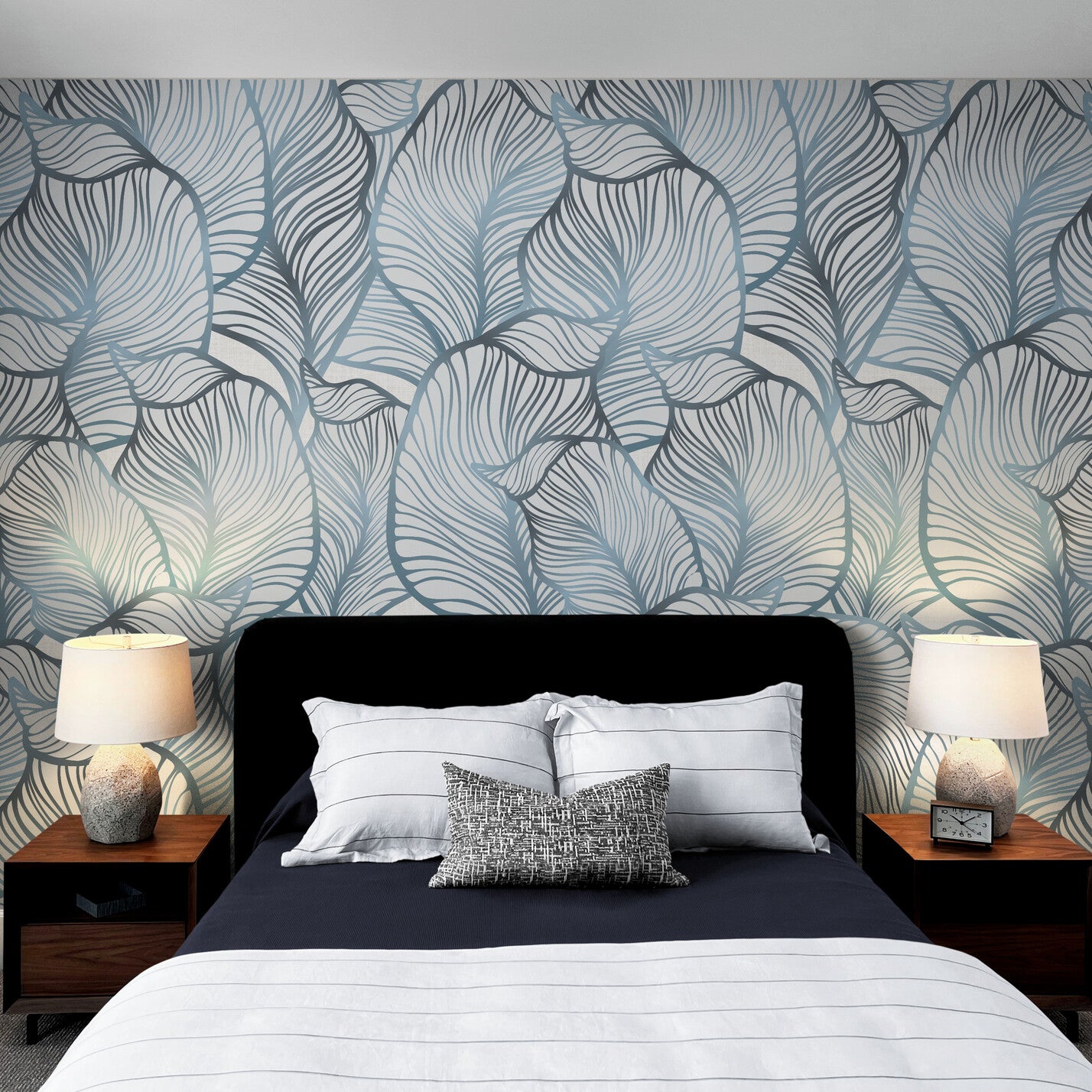 GE5111 Large Tropical herbage Endless Murals in Blue Gray