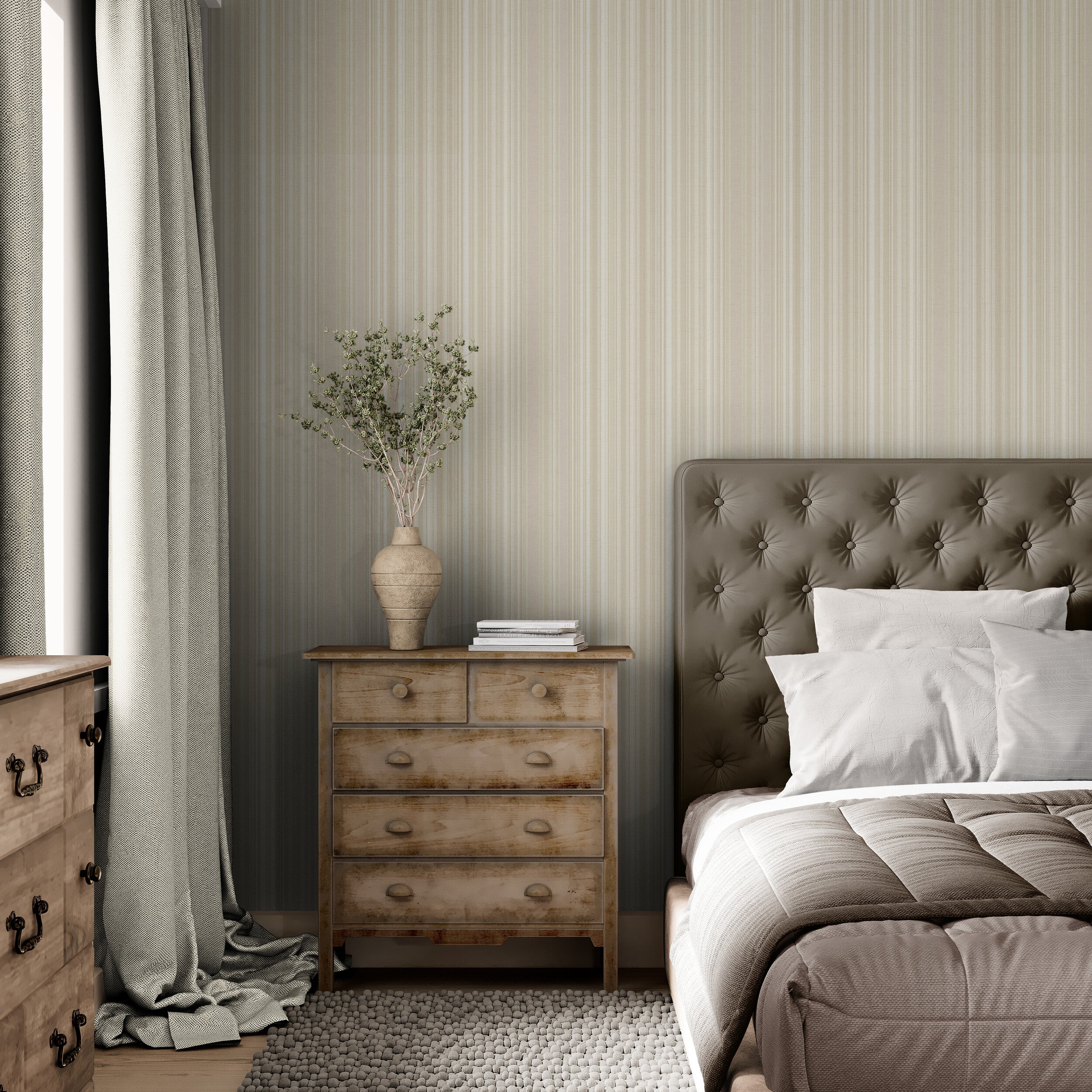 GP6004 Barcode Stripe Wallpaper Panels in Winter Cappuccino Brown