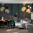 GE5080 Rose Bush Stripe Endless Murals in Dark Red Pink Yellow Navy