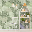 GE5090 Flabellate Foliage Endless Murals in Green Gray