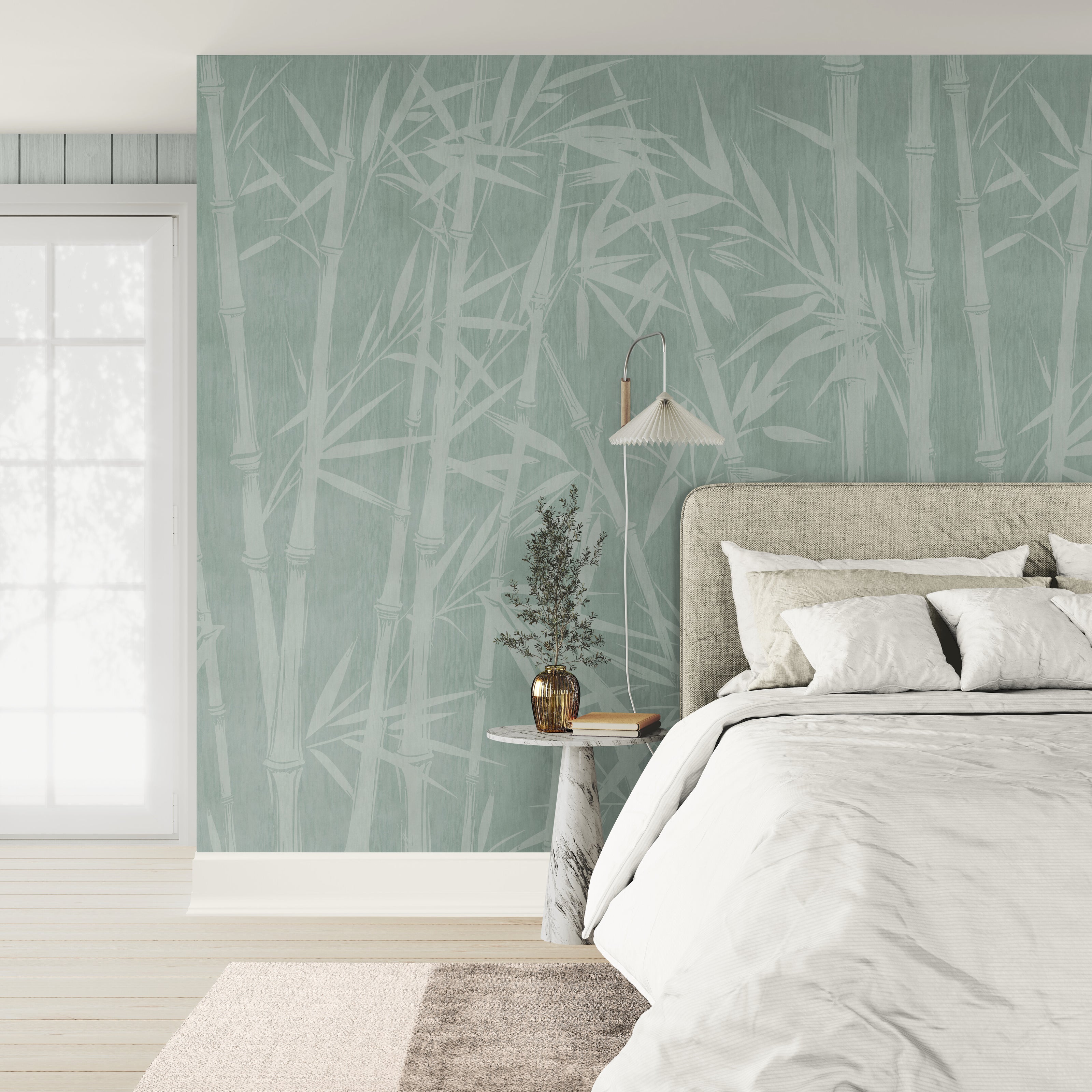 GE5101 Bamboo Serenity Endless Murals in Soft Sage Green