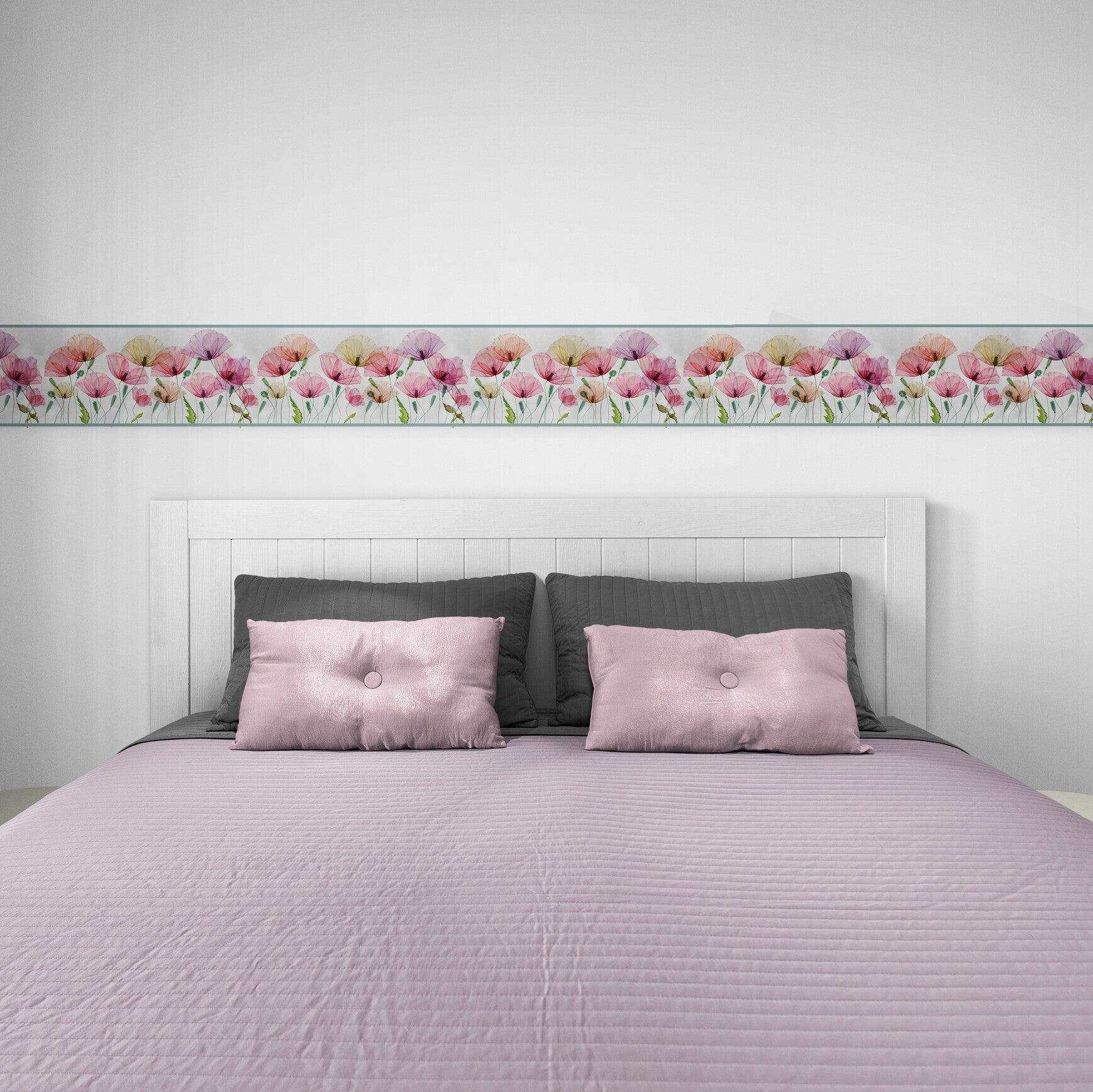 GB5080g8 Oshibana Botanicals Peel and Stick Wallpaper Border 8in or 10in Height x 15ft Long Red Multicolored