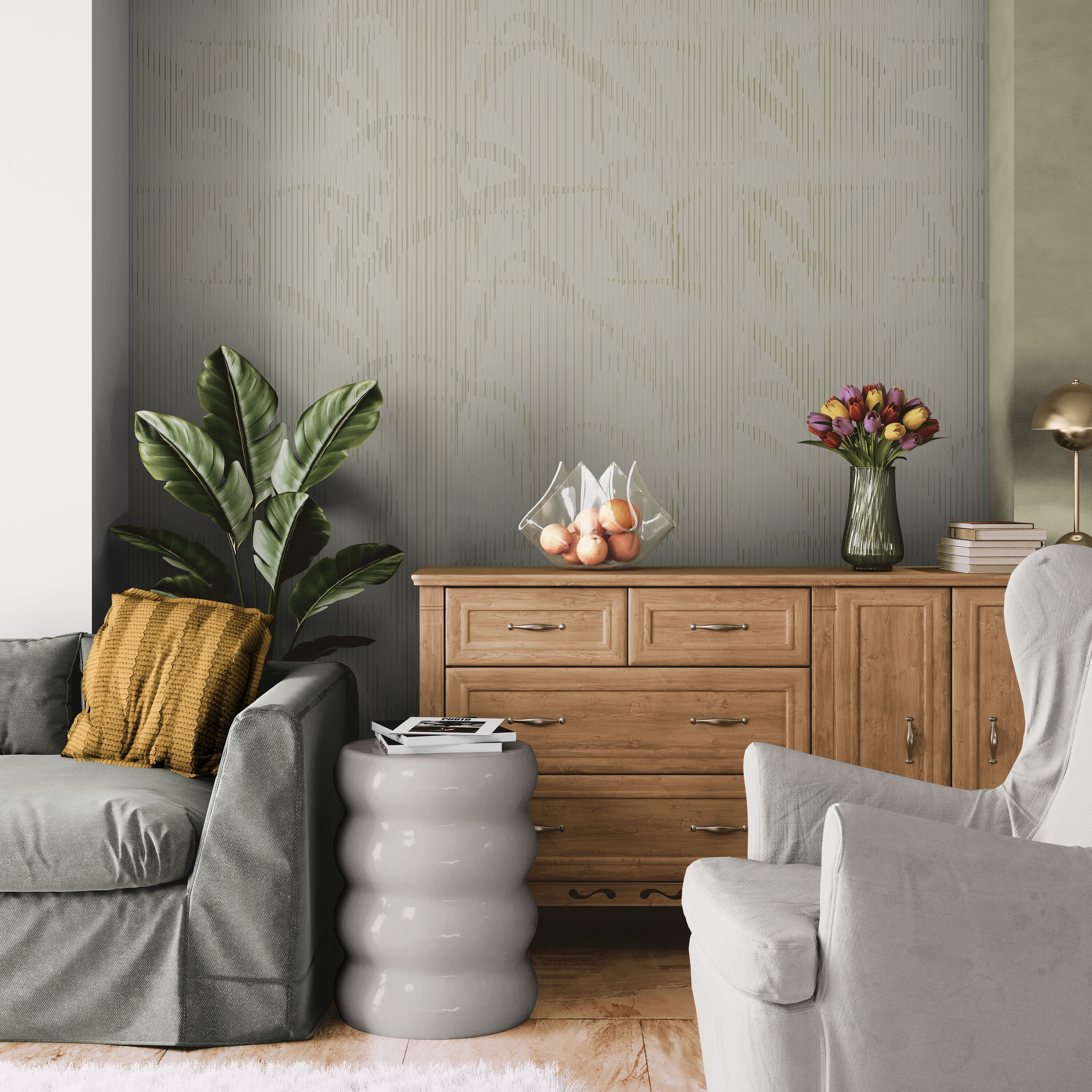 GE0021 Lenticular Foliage Endless Murals Beige Tan