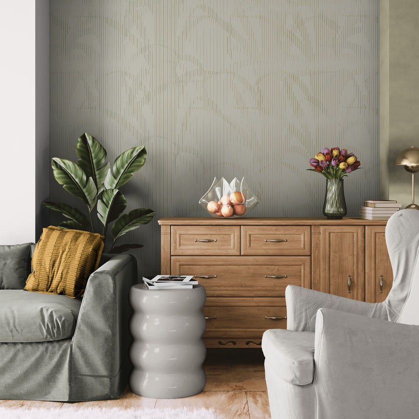 GE0021 Lenticular Foliage Endless Murals Beige Tan