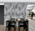 GE5112 Large Tropical herbage Endless Murals in Gray Black