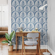 GDP5002 Fallen Feathers Premium Peel and Stick Wallpaper Panel 6 Ft High x 26 Wide in Muted Navy Soft Blue
