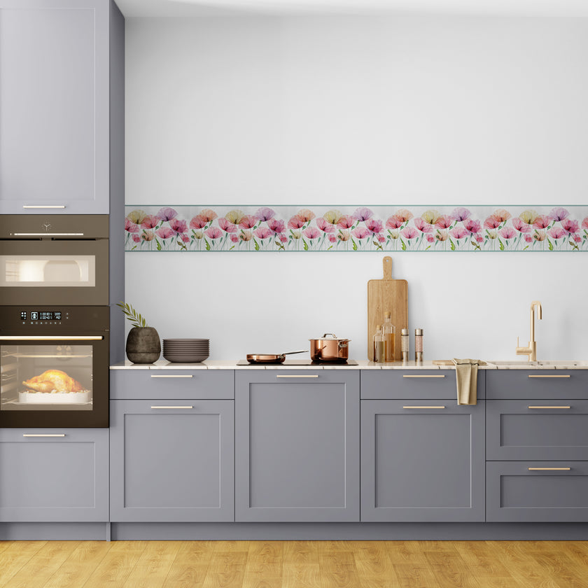 GB5080g8 Oshibana Botanicals Peel and Stick Wallpaper Border 8in or 10in Height x 15ft Long Red Multicolored