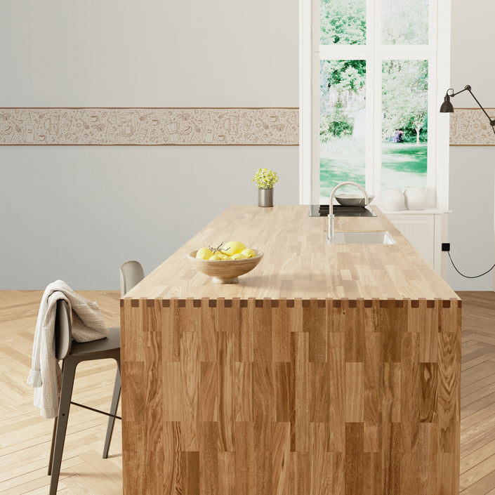 GB8001g8 Cafe Coffee House Peel and Stick Wallpaper Border 10in or 8in Height x 15ft Long Brown Beige