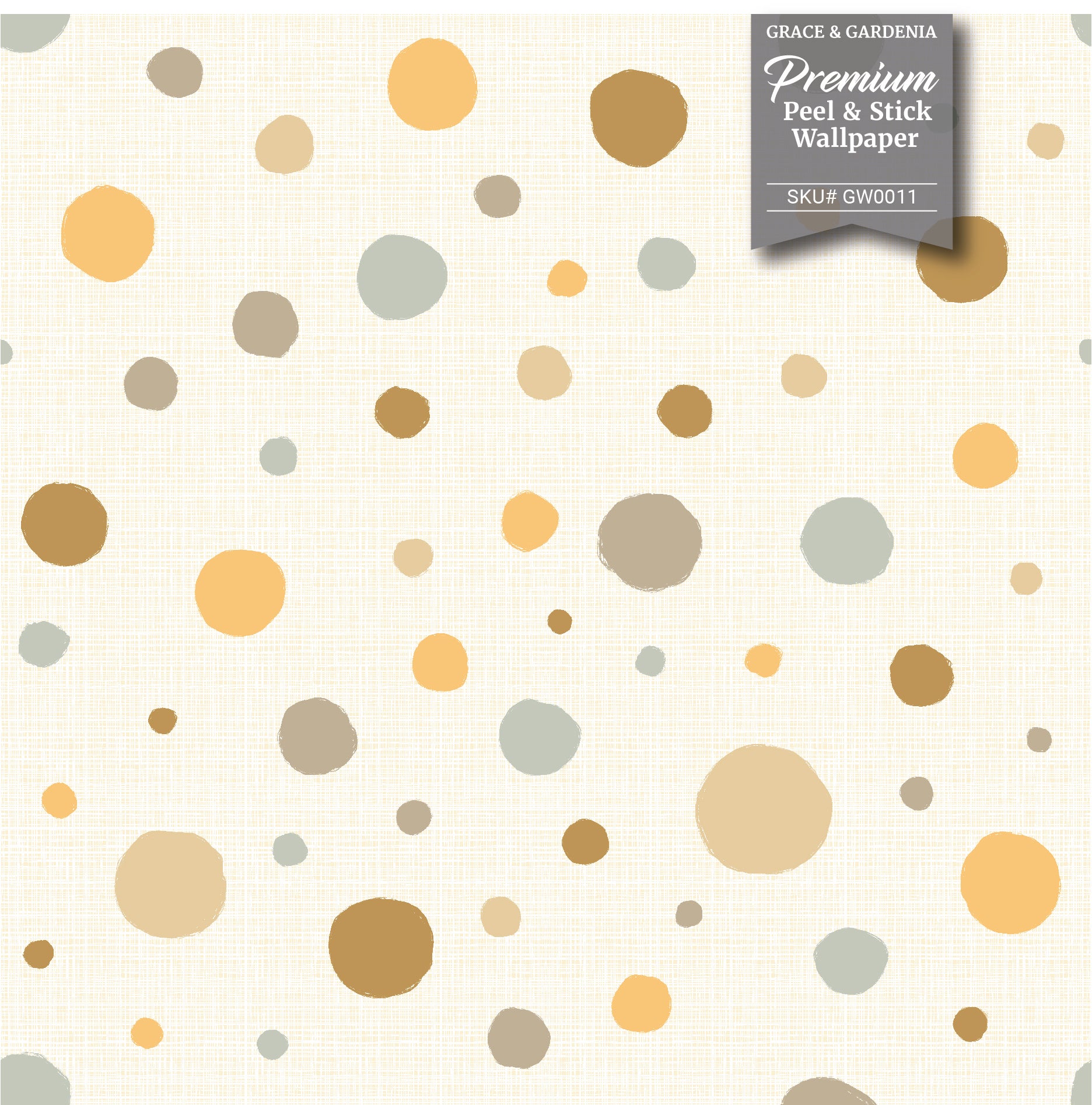 GW0011 Quirky Polka Dots Wallpaper Roll 19 inch Wide x 18 ft. Long in Beige Brown
