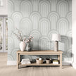GP1036 Narrow Retro Arches Wallpaper Panels 26in Wide in Light Gray Beige