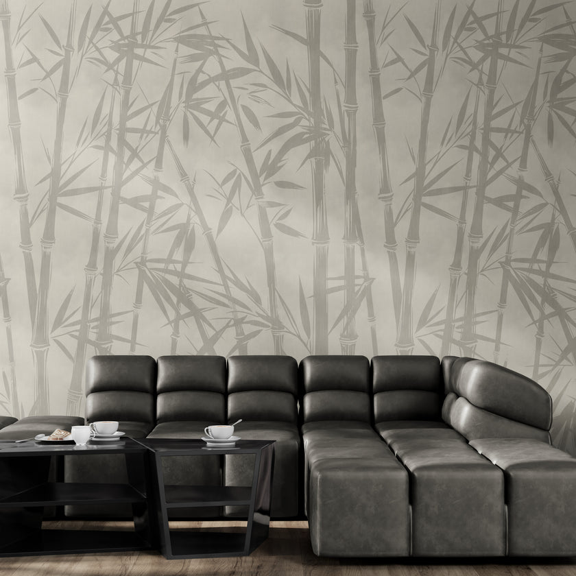 GE5102 Bamboo Serenity Endless Murals in Beige Gray 78 in width (3 panels 26”W) x 108 in height