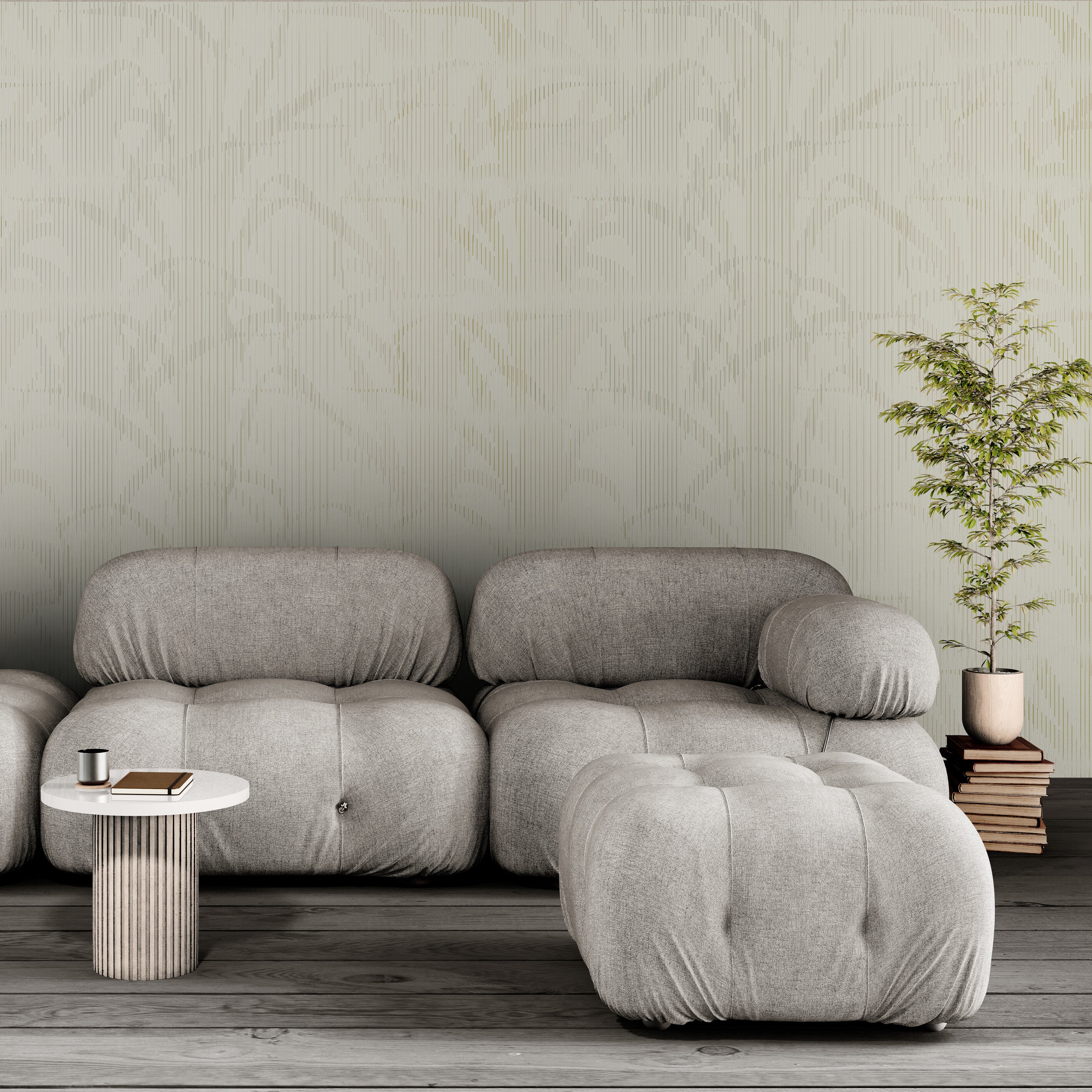 GE0021 Lenticular Foliage Endless Murals Beige Tan