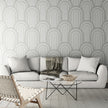 GP1036 Narrow Retro Arches Wallpaper Panels 26in Wide in Light Gray Beige