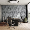GE5112 Large Tropical herbage Endless Murals in Gray Black