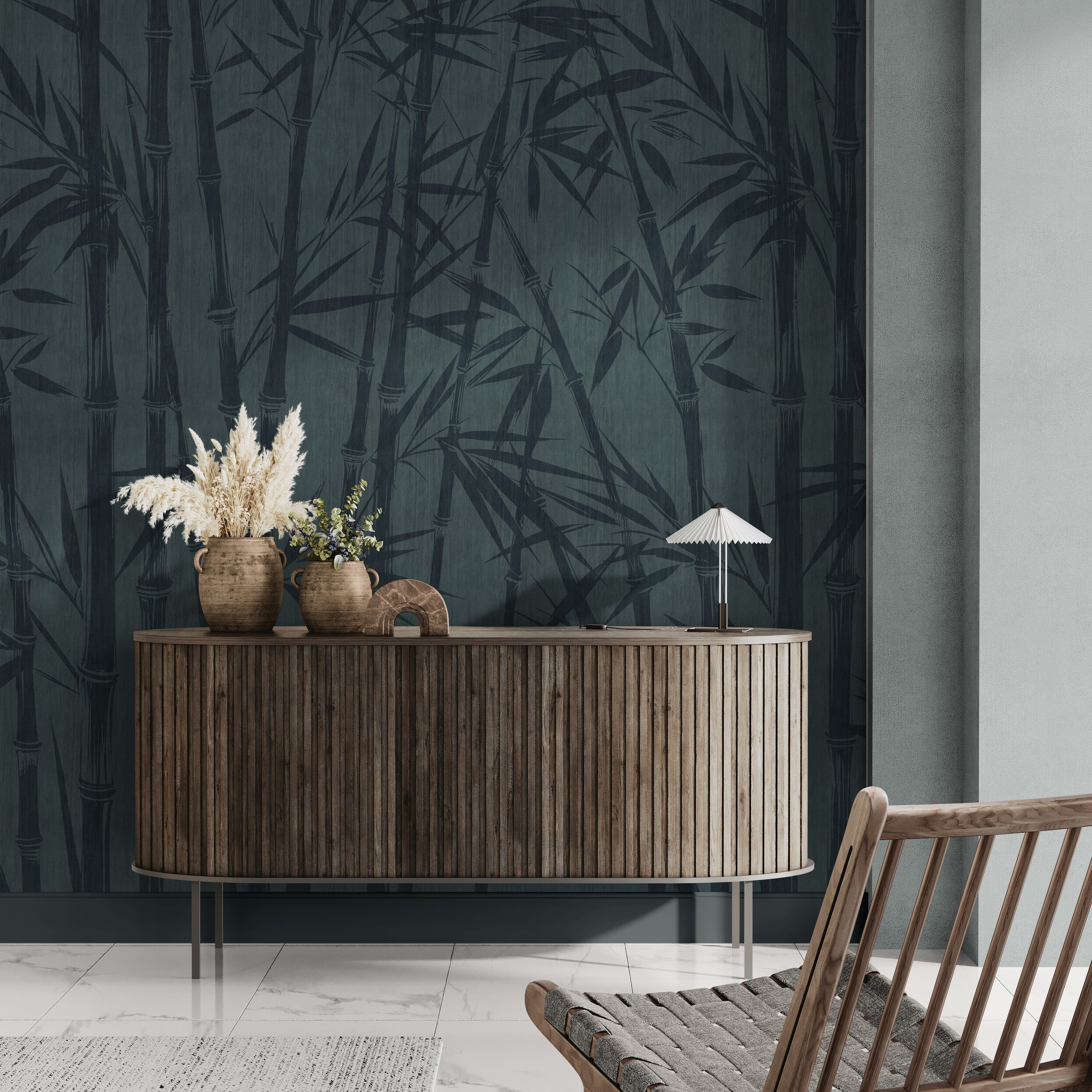 GE5100 Bamboo Serenity Endless Murals in Dark Teal