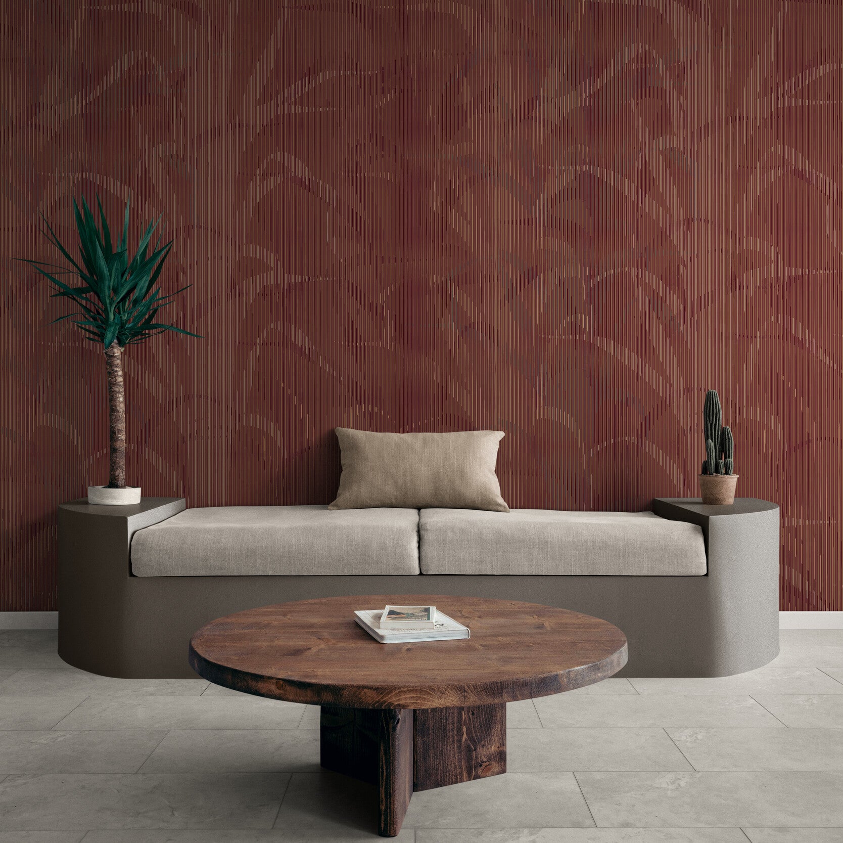 GE0022 Lenticular Foliage Endless Murals Maroon