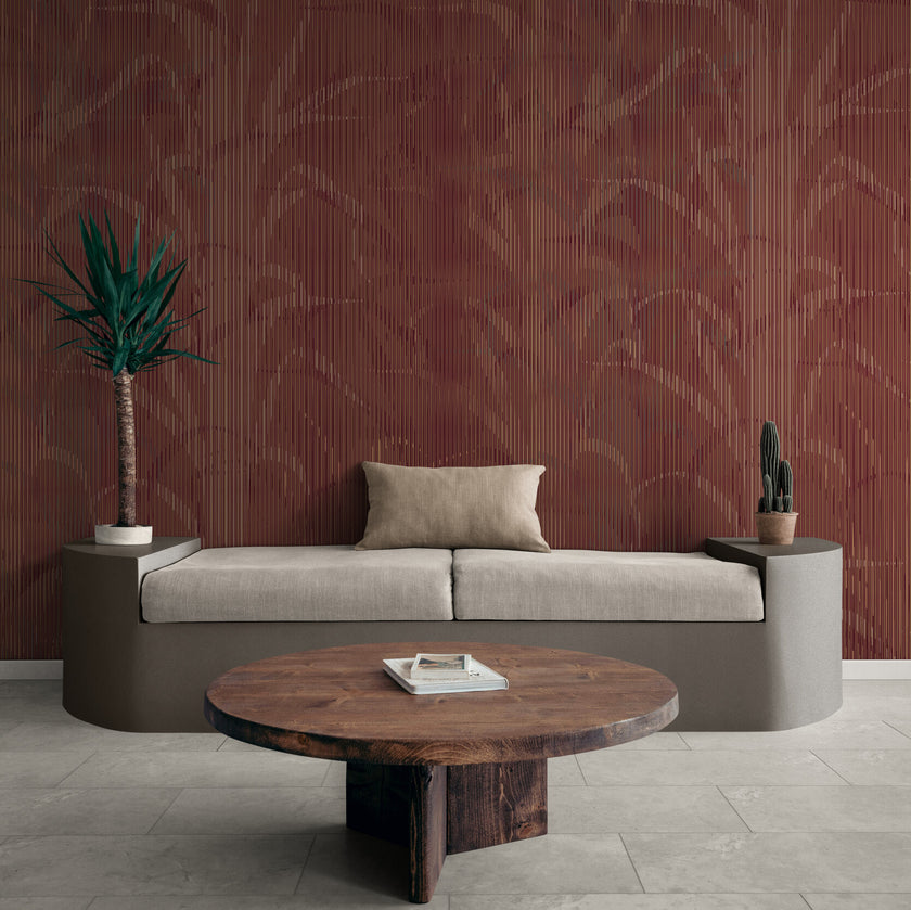 GE0022 Lenticular Foliage Endless Murals Maroon